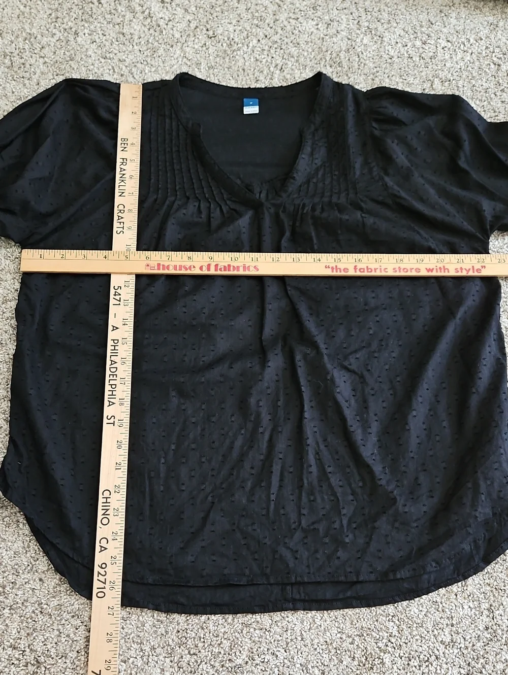 Old Navy Black Clip Dot Poet Tunic Blouse Pleated Puff Long Sleeve Top Medium